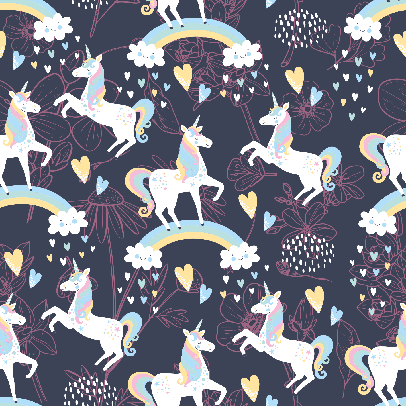 Vinil podovi životinja s uzorkom ružičastih jednoroga - TenStickers