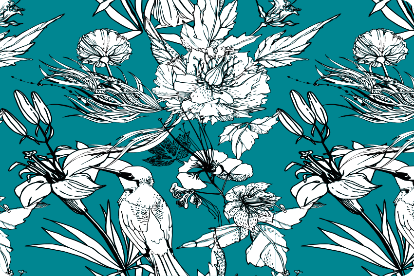 Vinil podovi životinja s elegantnim uzorkom bijelih ptica - TenStickers