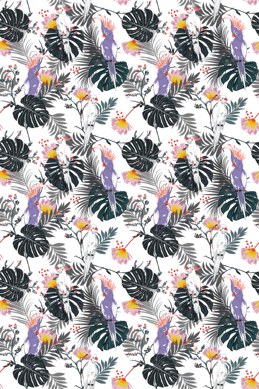 Vinil podovi životinja crveni i ljubičasti papagaji - TenStickers