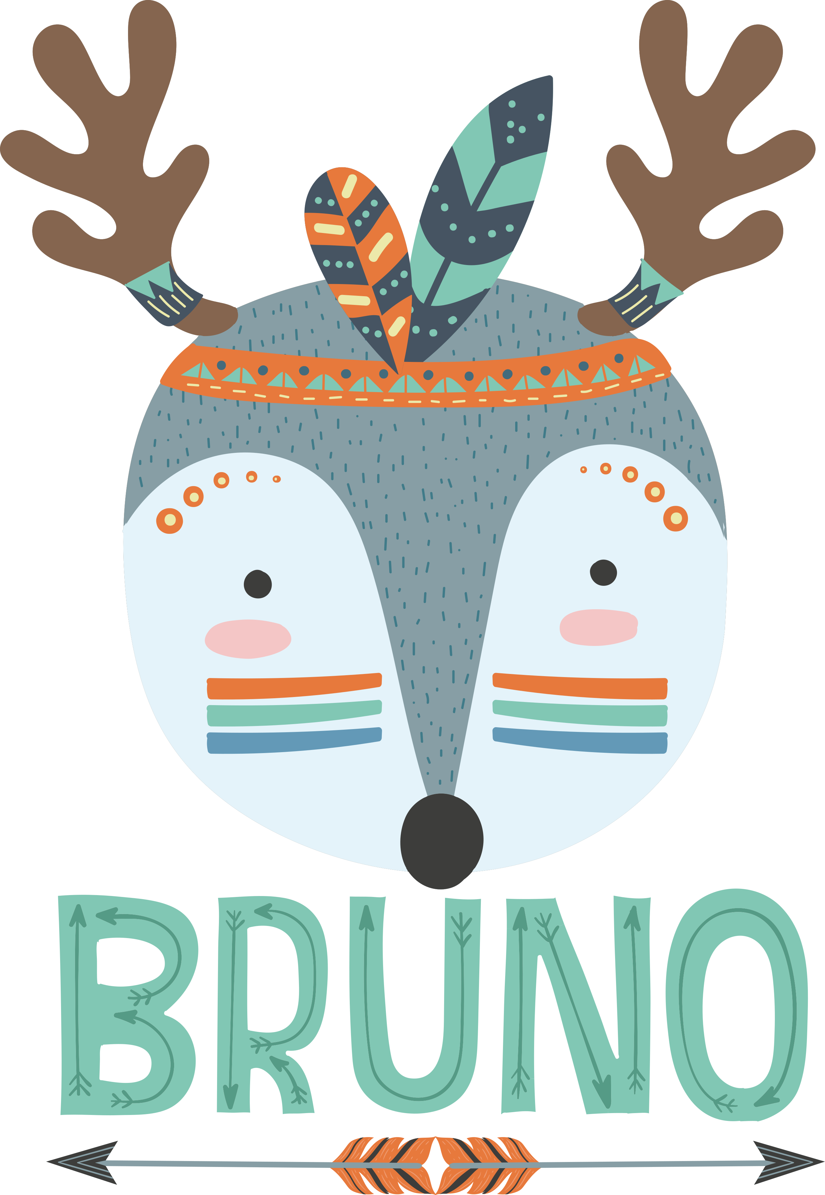 Vinil podovi životinja nordic jelen s imenom - TenStickers