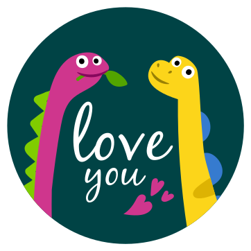 Vinil podovi životinja slatki dinosaur ljubav - TenStickers