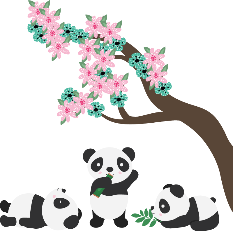 Vinil podovi životinja Šašavi panda klan - TenStickers