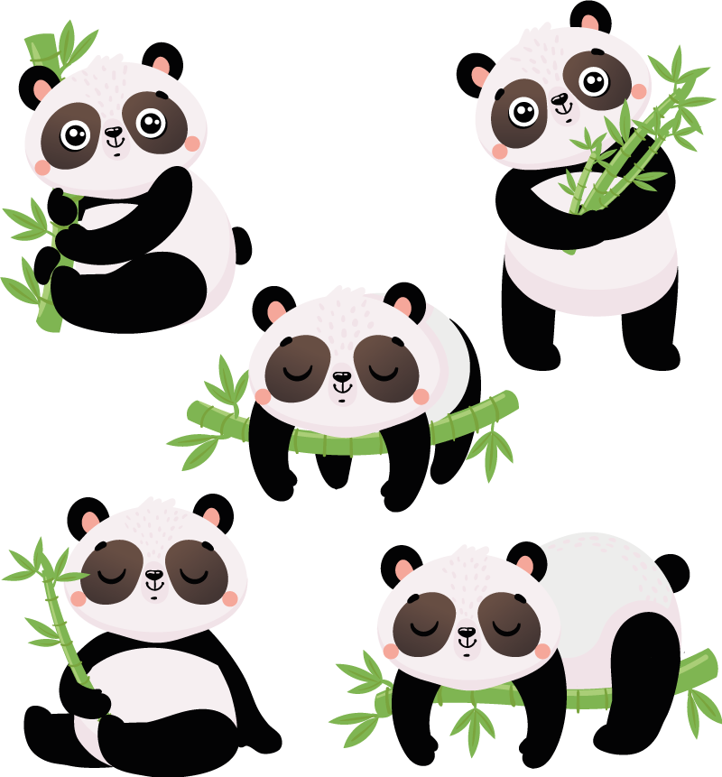 Vinil podovi životinja s simpatičnim ilustracijama panda - TenStickers