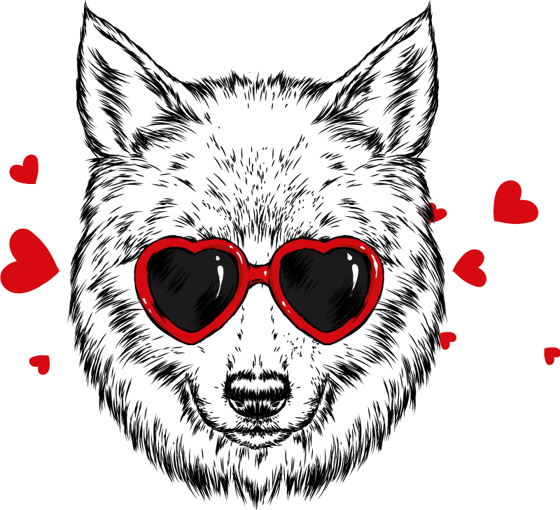 Vinil podovi životinja s razigranim vukom - TenStickers