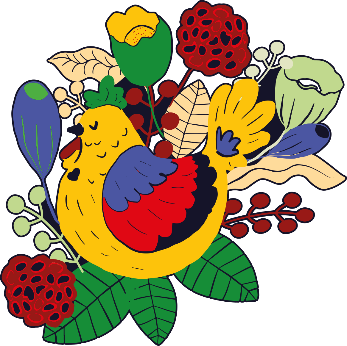 Vinil podovi životinja s cvjetnim motivima šarenih ptica - TenStickers