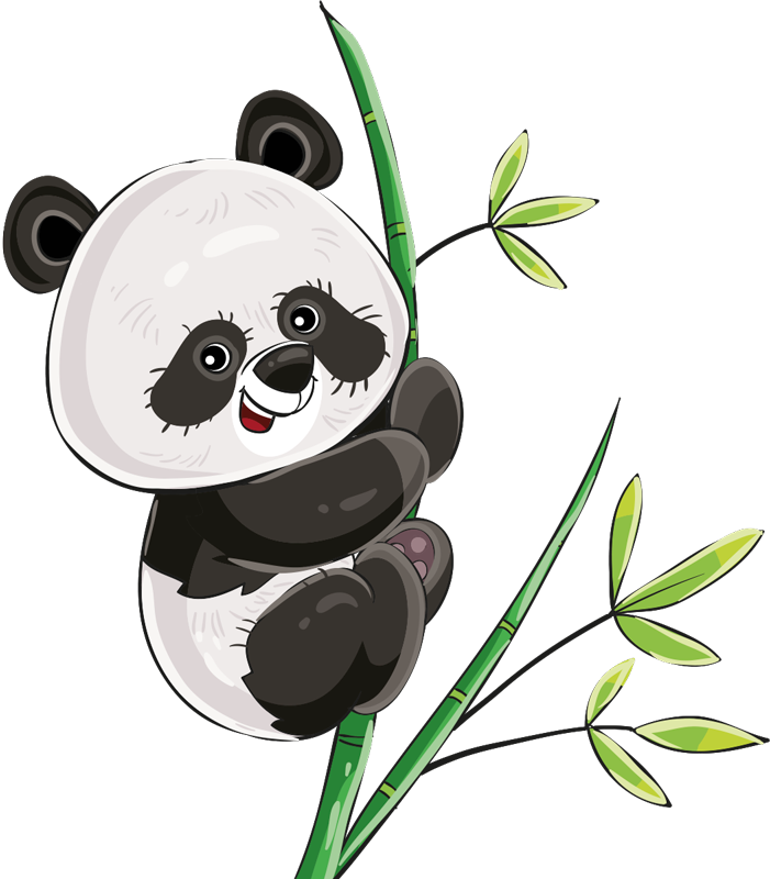 Vinil podovi životinja panda penje se na bambus - TenStickers