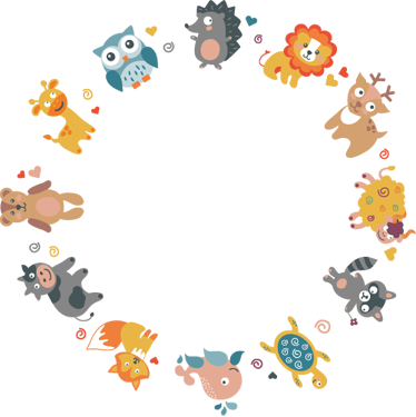 Vinil podovi životinja s malim životinjicama u krugu - TenStickers