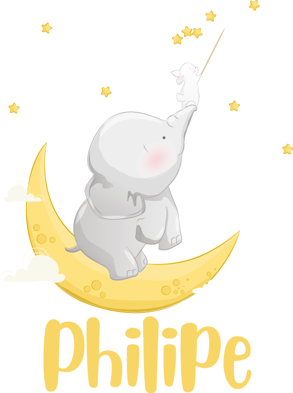 Vinil podovi životinja s prilagodljivim imenom slona i zeca - TenStickers