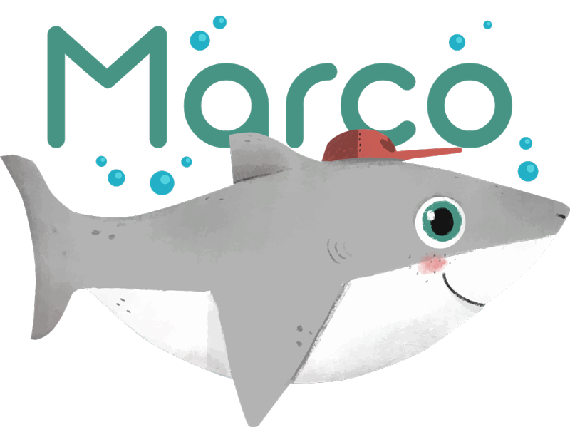 Vinil podovi životinja beba morski pas s imenom - TenStickers