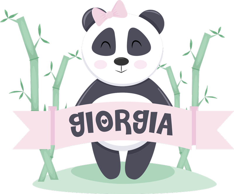Vinil podovi životinja beba panda djevojčica s imenom - TenStickers