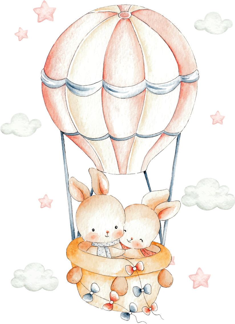 Vinil podovi životinja s pastelnim zečićima u balonima - TenStickers