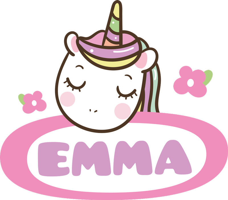 Vinil podovi životinja s oznakom imena jednoroga - TenStickers