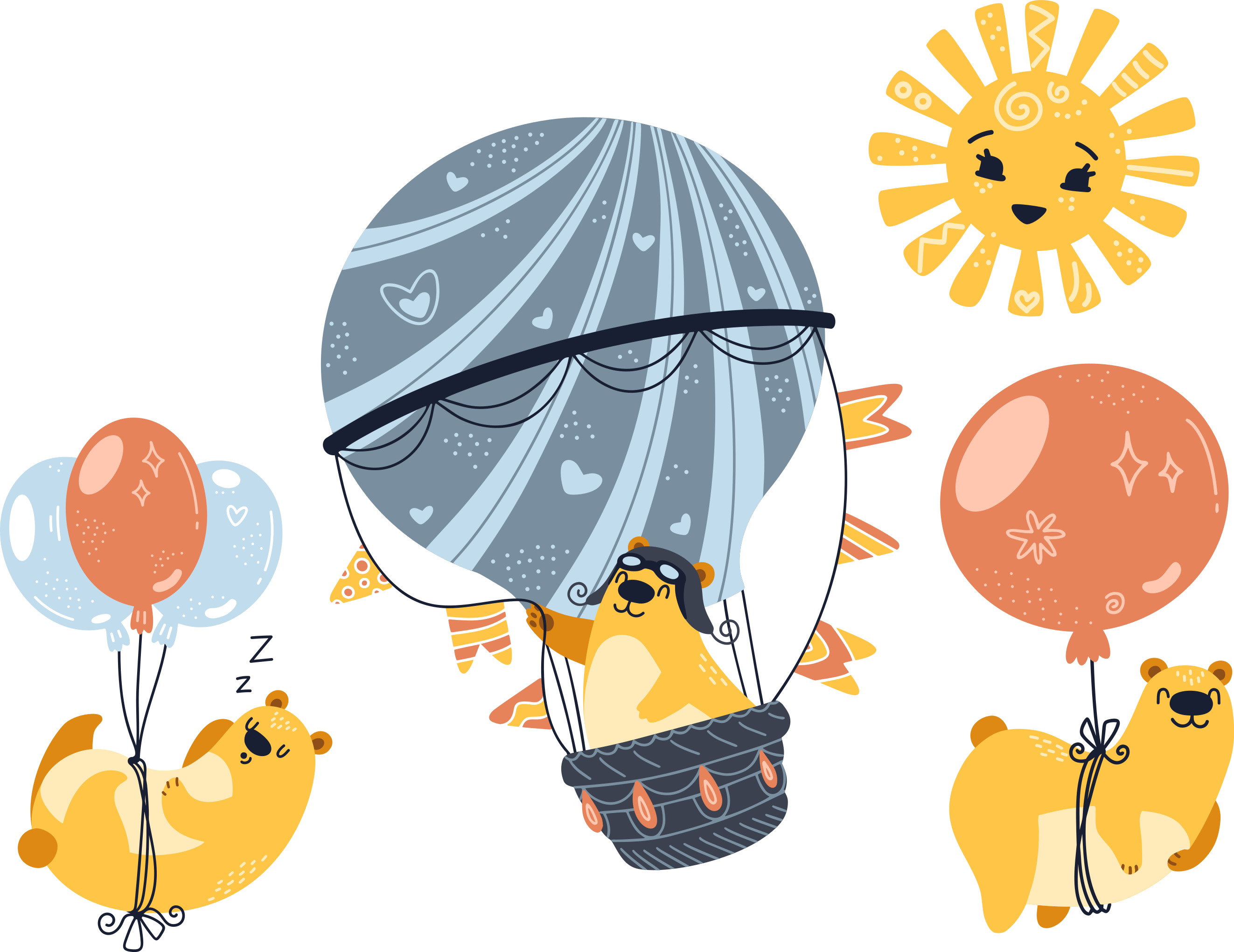 Vinil podovi životinja s balonima u zraku - TenStickers