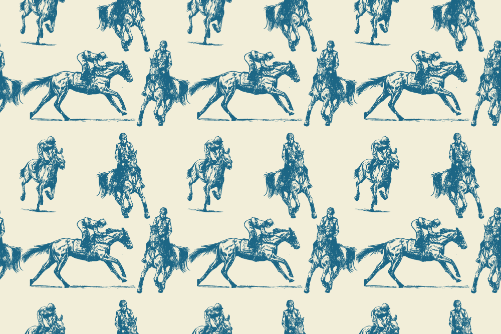 Vinil podovi životinja s plavim i bež uzorkom konja - TenStickers