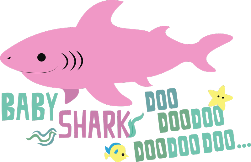Vinil podovi životinja s tekstom pjesme baby shark - TenStickers