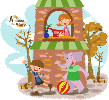 Vinil podovi životinja s igrom slona i djece - TenStickers