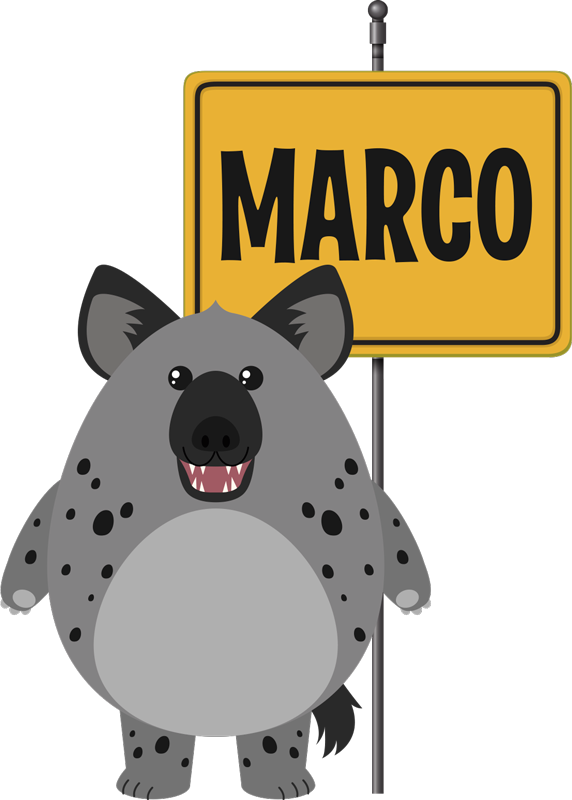 Vinil podovi životinja hijena s imenom - TenStickers