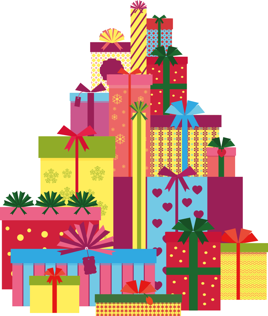 Vinil podovi božić u velikoj hrpi poklona - TenStickers