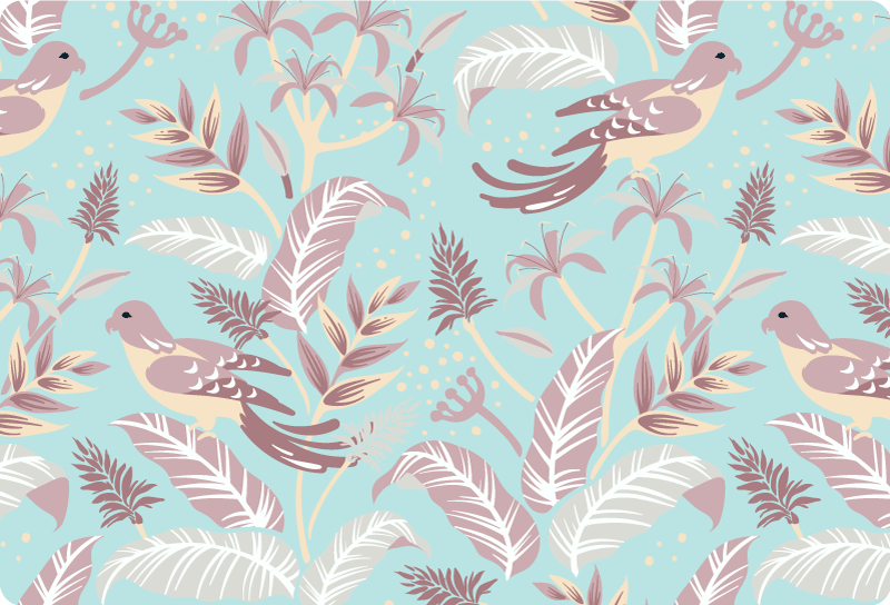 Vinil podovi cvijeće i biljke plavi i ružičasti uzorak - TenStickers