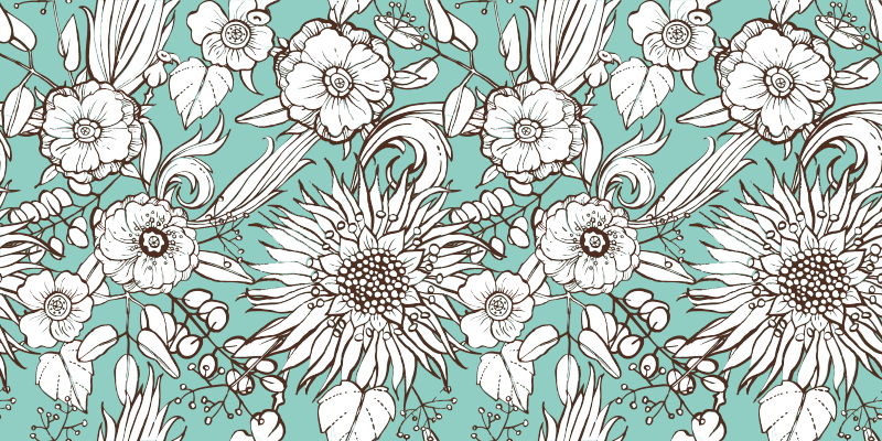 Vinil podovi cvijeće i biljke uzorak suncokreta - TenStickers