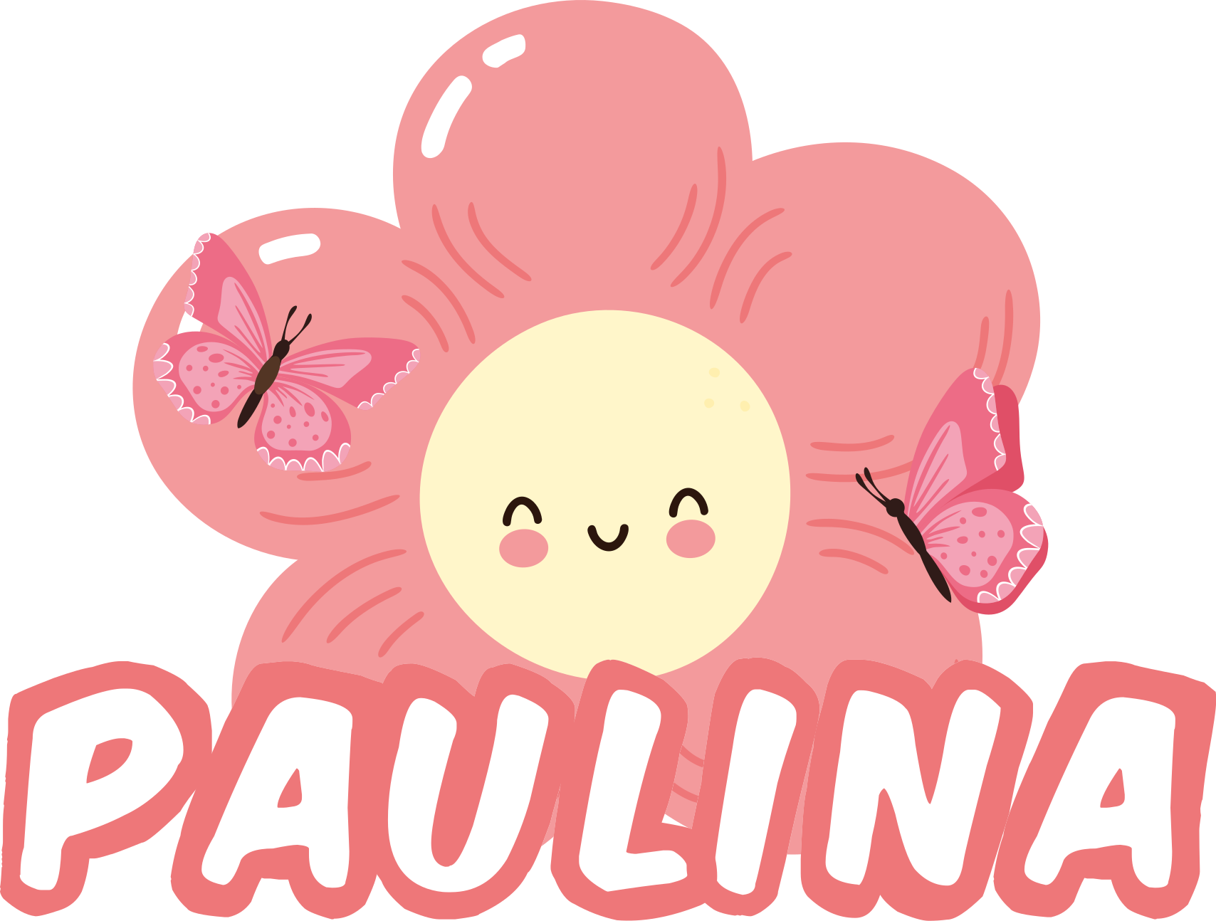 Vinil podovi cvijeće i biljke cvijet i leptir s imenom - TenStickers