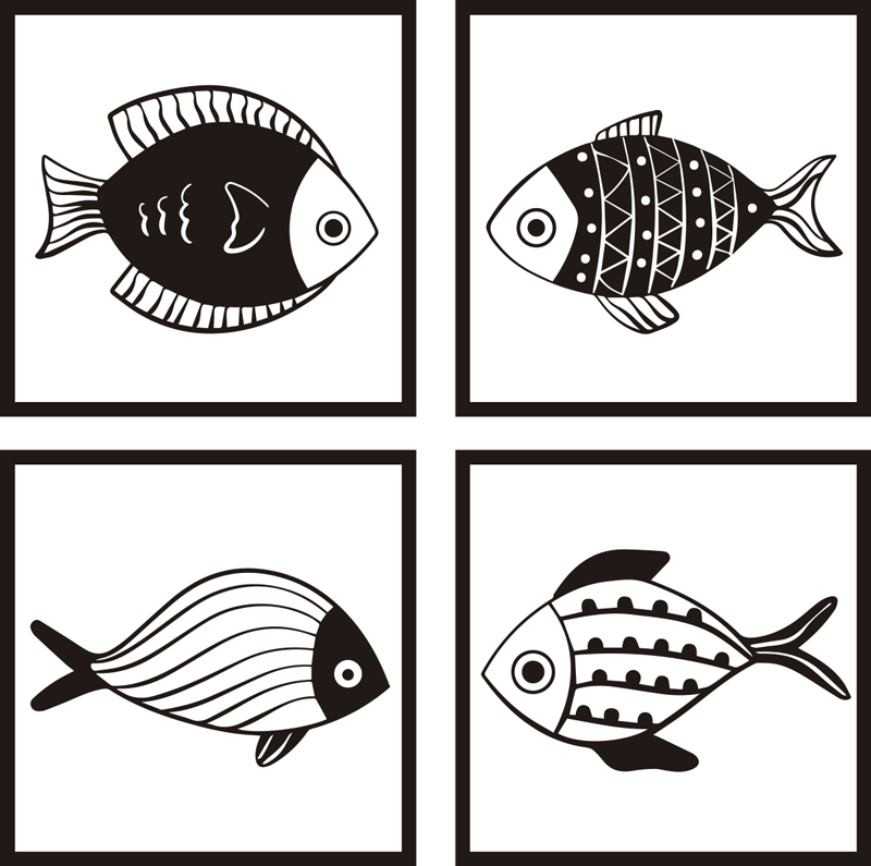 Vinil podovi za kupatilo s prekrasnim uzorkom riba - TenStickers