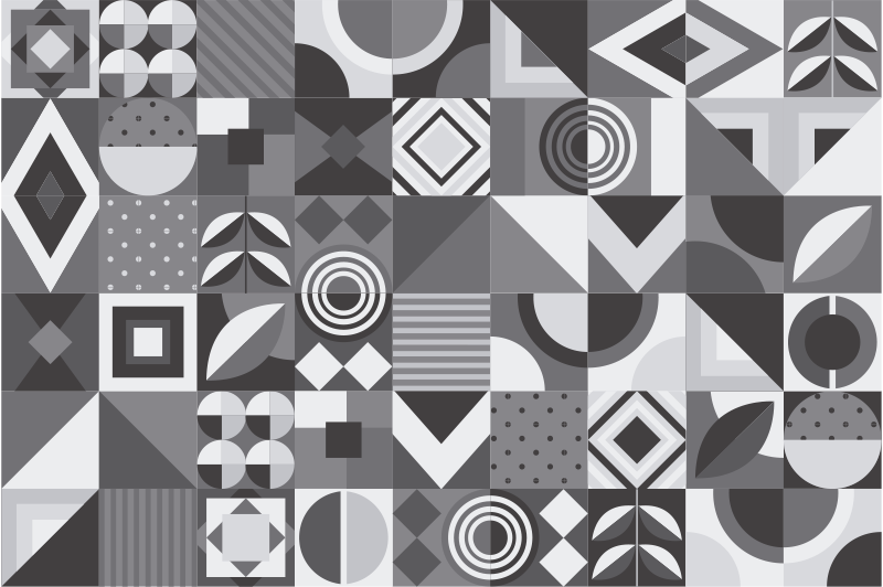 Vinil podovi za kupatilo sivo geometrijski pločice - TenStickers
