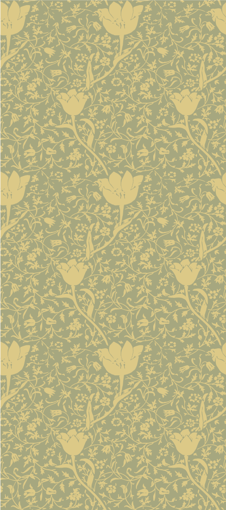 Vinil podovi cvijeće i biljke zlatni i zeleni uzorak - TenStickers