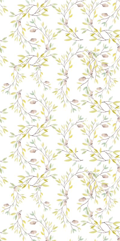 Vinil podovi cvijeće i biljke uzorak zelenih listova akvarel - TenStickers