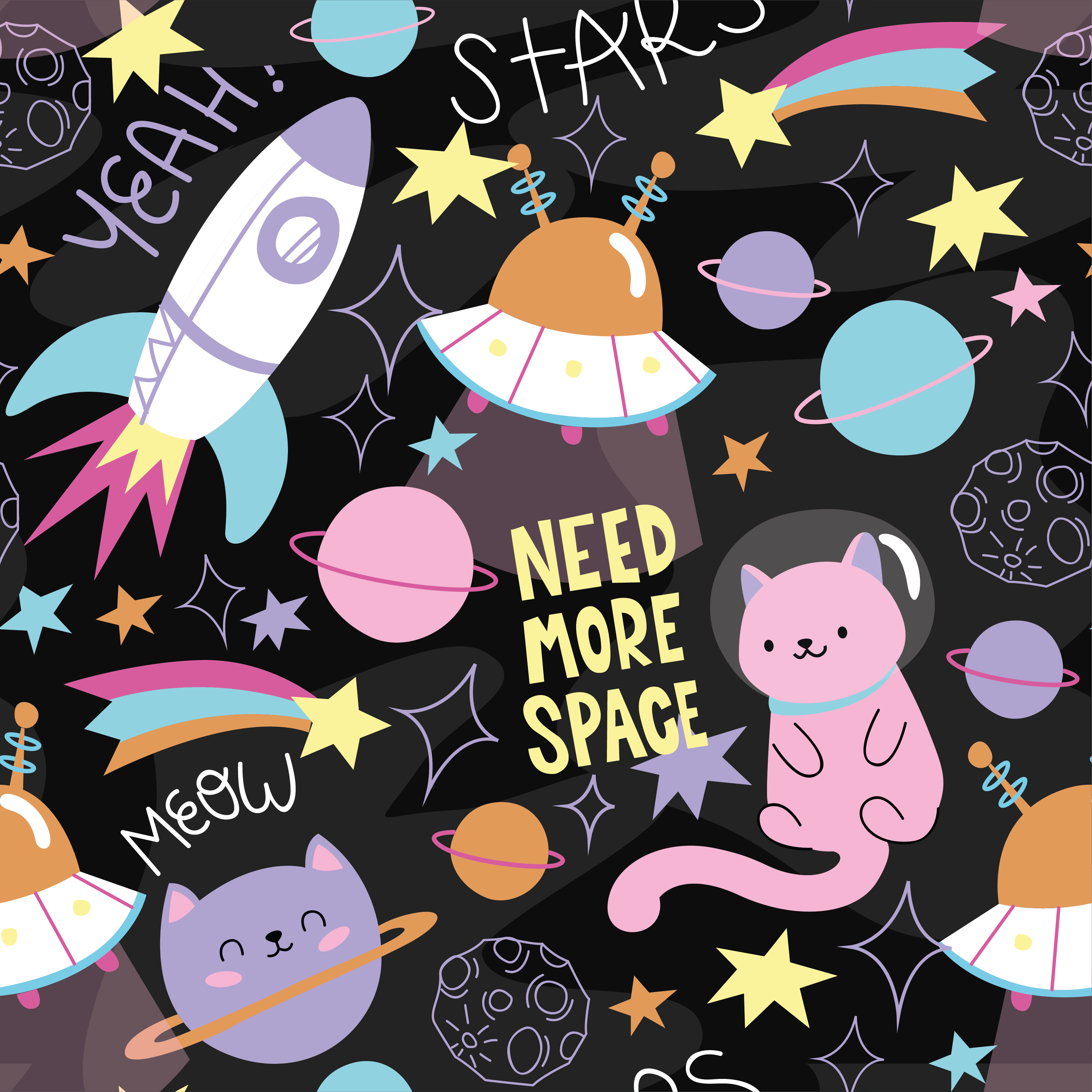 Drugi vinil podovi mačke u svemiru - TenStickers