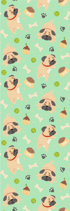 Vinil podovi spavaća soba debeli bulldog s kosti - TenStickers
