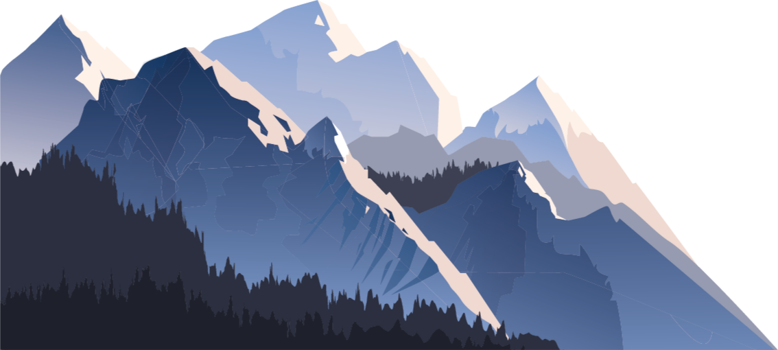 Vinil podovi priroda sivi šumari, planine i sunce - TenStickers