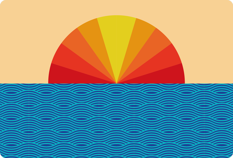 Vinil podovi priroda vintage zalazak sunca - TenStickers