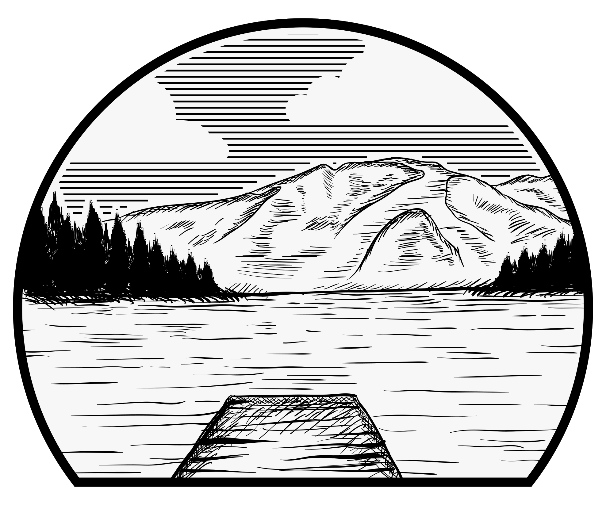 Vinil podovi priroda jezero borova u kamp-prikolici - TenStickers