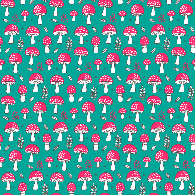 Vinil podovi priroda klasične gljive na tirkiznoj podlozi - TenStickers