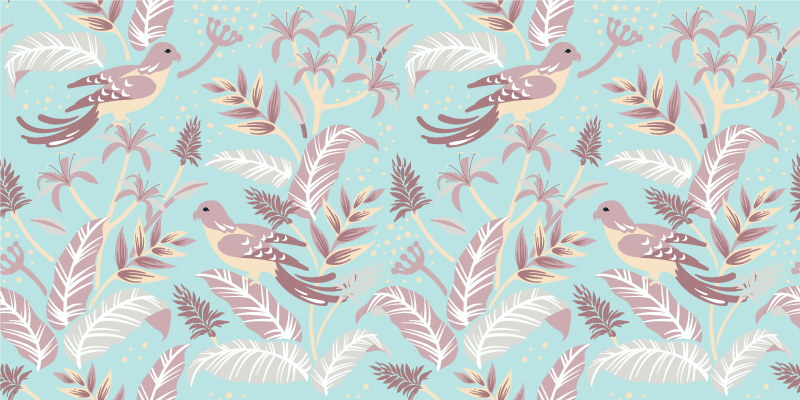 Vinil podovi priroda s uzorkom plave i ružičaste flore - TenStickers