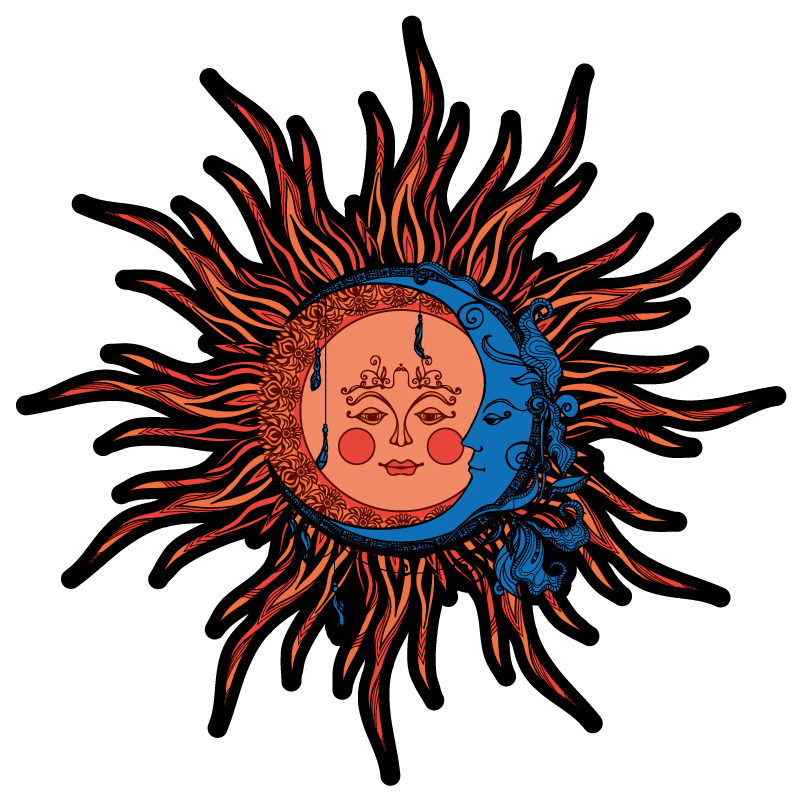 Vinil podovi priroda nebesko sunce i mjesec - TenStickers