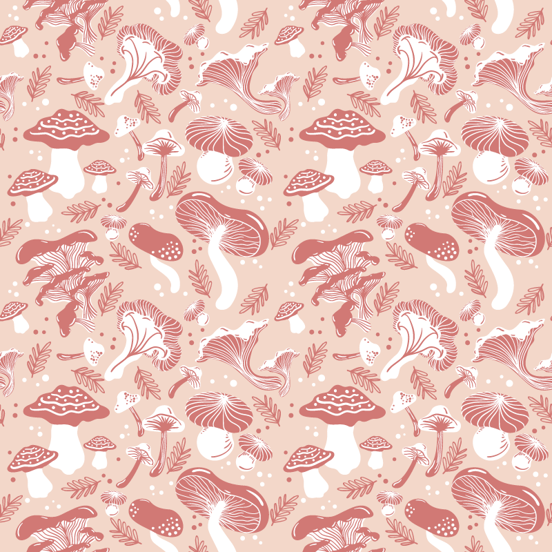 Vinil podovi cvijeće i biljke gljive u šumi na bež pozadini - TenStickers