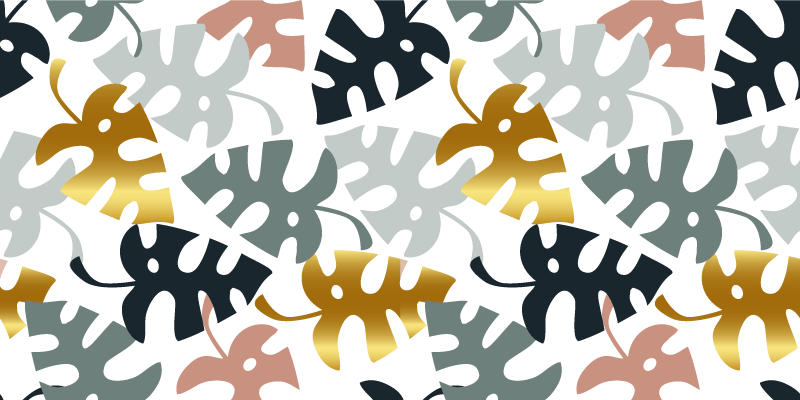 Vinil podovi cvijeće i biljke zlatni i višebojni listovi - TenStickers