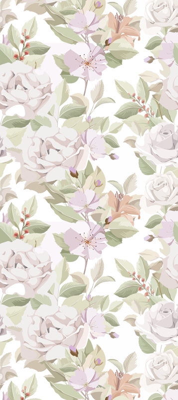 Vinil podovi spavaća soba s elegantnim cvjetnim uzorkom - TenStickers