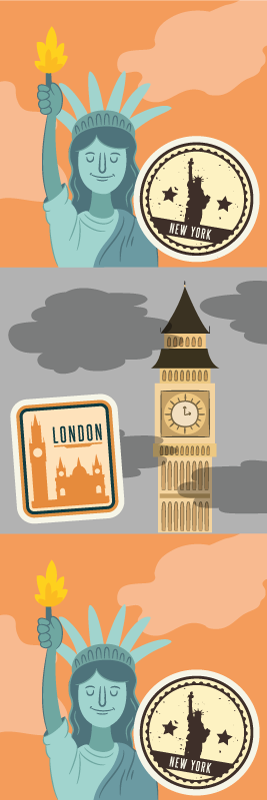 Vinil podovi spavaća soba nyc i london kolaž - TenStickers