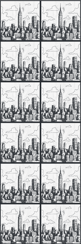 Vinil podovi spavaća soba nyc skica kolaž - TenStickers