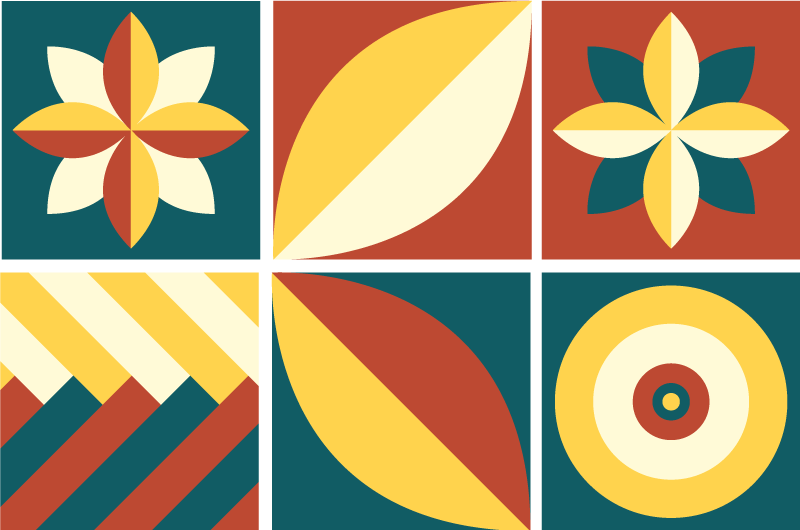 Vinil podovi geometrijski zeleni i narančasti uzorak - TenStickers