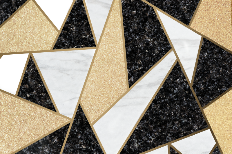 Vinil podovi geometrijski crno-bijele mramorne pločice - TenStickers