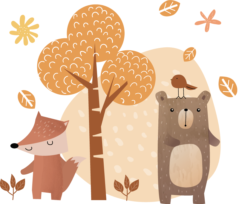 Vinil podovi djeca s motivima životinja i stabala - TenStickers