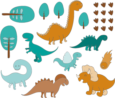 Vinil podovi djeca s dinosaurima u pejzažu - TenStickers