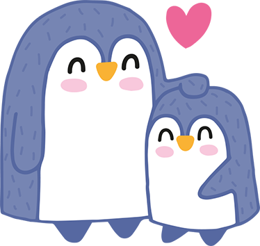 Vinil podovi djeca mama i beba pingvin - TenStickers