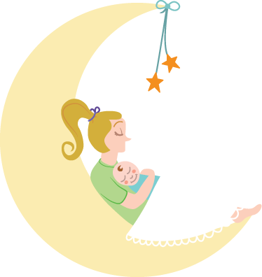 Vinil podovi djeca mama i beba na mjesecu - TenStickers