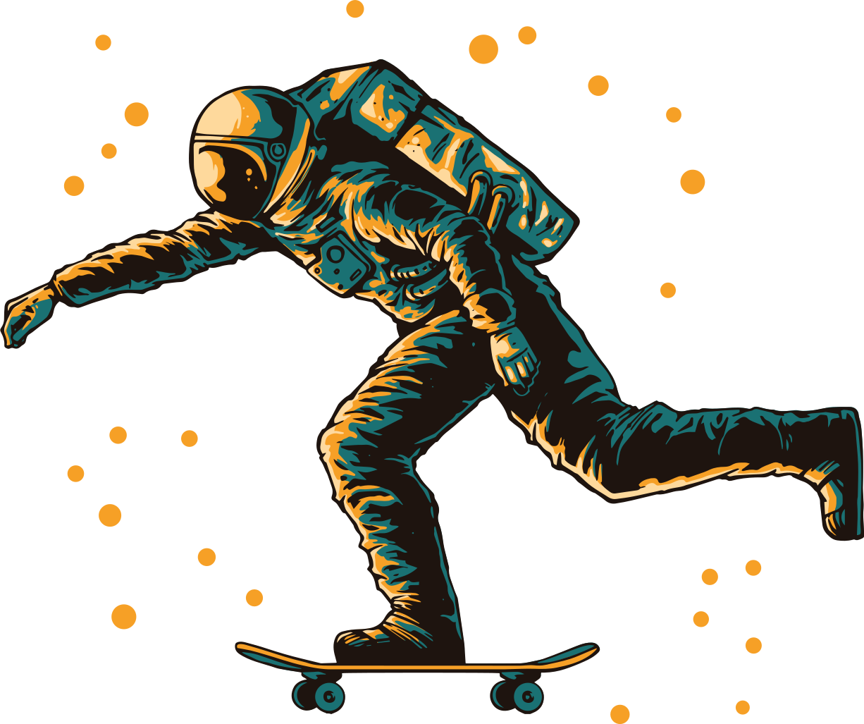 Vinil podovi djeca s astronautom na skateboardu - TenStickers