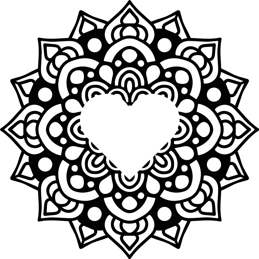 Vinil podovi spavaća soba mandala u okviru srca - TenStickers